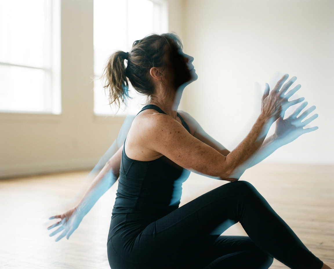 Older adult moving through a floor mobility sequence