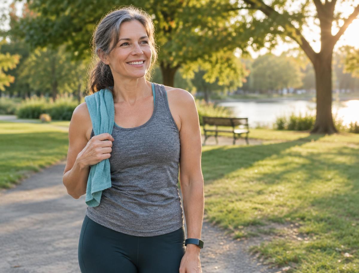 Woman smiling after a walk outdoors